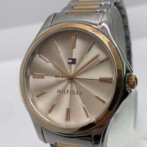 Tommy Hilfiger Womens Rose Gold Silver Watch New Battery